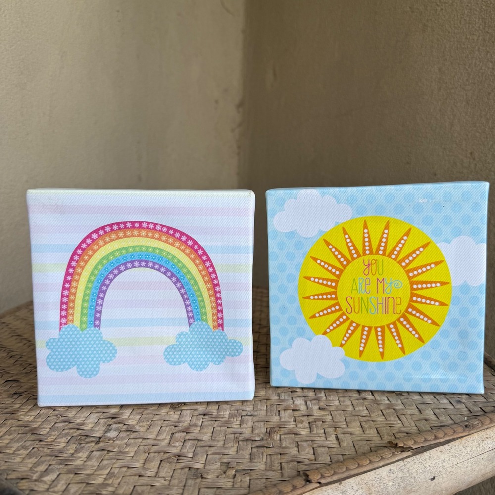 Oopsy Daisy Too Canvas Wall Art Kids 6x6 Multicolor Rainbow Sunshine Decor Set